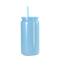 Mug en plastique Mason Jar de 16 oz avec paille, pour sublimation thermique