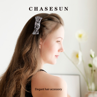 Pinces à cheveux automatiques françaises élégantes pour femmes cheveux épais cheveux longs Barrettes porte-queue de cheval grand fermoir PU Hairgrip coton