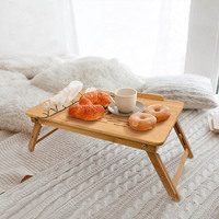 Table d'appoint portable en bambou pour ordinateur portable avec aérations et pieds pliables réglables – Meilleure vente