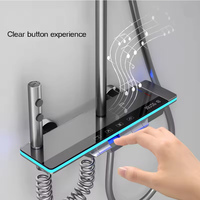 Robinet de douche mural en laiton avec affichage numérique LED de la température, mitigeur de baignoire 4 voies et ensemble de douche avec jet pluie