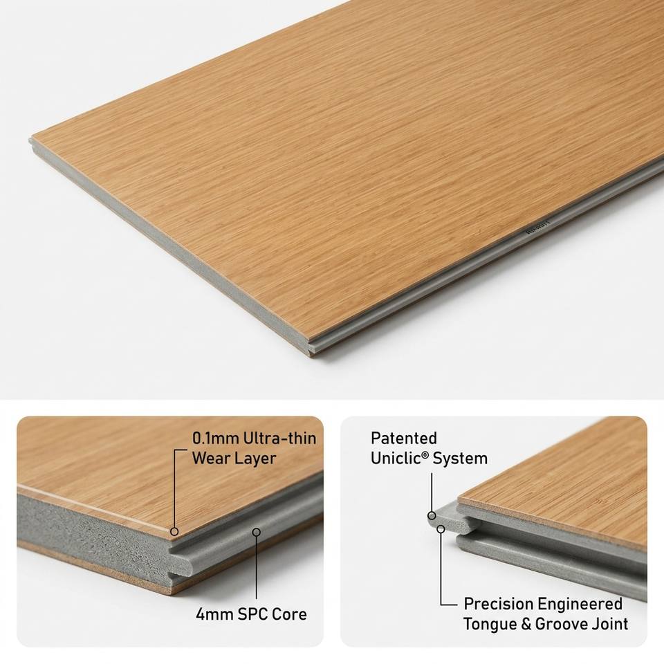 Waterproof SPC Vinyl Flooring Embossed Wood Grain Plank UV Coated Anti ...