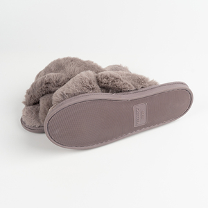 Pantuflas de Casa para Mujer con Punta Abierta, de Felpa Suave, Transpirables, Ligeras, Antideslizantes, con Banda Cruzada de Piel Sintética - Product Image 4