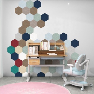 Autocollants muraux hexagonaux en tissu auto-adhésifs anti-collision en mousse XPE 3D décoratifs pour la décoration murale DIY de la chambre - Product Image 3