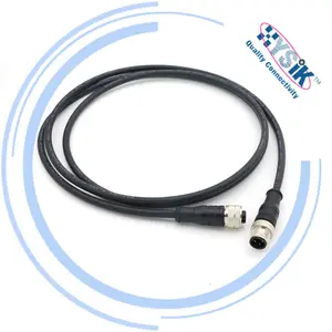 4 Pin M12 D coded Connector and Cable Assembly connector IP67 waterproof custom length PUR PVC jacket for subway