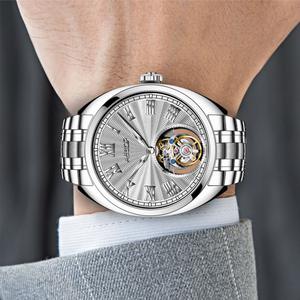 5 couleurs différentes verre saphir 18-22mm largeur du bracelet en acier inoxydable 2 mains mécanisme visible montre tourbillon moderne AESOP - Product Image 6