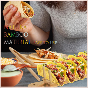 Soporte de Taco de bambú de estilo <span class=keywords><strong>mexicano</strong></span>, soporte de taco de madera Natural, soporte de 8 tacos para <span class=keywords><strong>restaurante</strong></span> o fiesta - Product Image 2