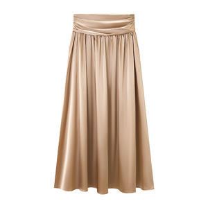 Ensemble deux pièces personnalisé 2026 pour femme, haut et <span class=keywords><strong>jupe</strong></span> dos nu <span class=keywords><strong>en</strong></span> satin de soie uni, style vintage, pour resort de vacances, OEM/ODM par usine de vêtements chinoise - Product Image 4