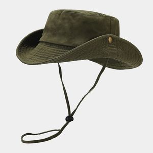 Chapeaux de soleil ajustables en coton 100% délavé, style safari, avec cordon de serrage - Product Image 3