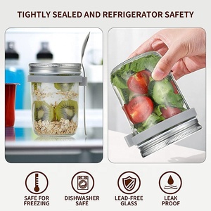 Recipientes de 10oz y 300ml para la noche, recipientes portátiles con tapa y cuchara, con tapa de boca ancha de acero inoxidable - Product Image 6