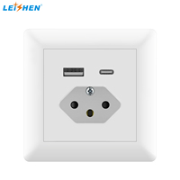 Prise électrique standard suisse USB-A+Type-C 5V/3.4A 17W 10A/250V Brésil/Suisse avec USB 60*60mm Type