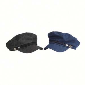 Gorra plana de mezclilla estilo vintage británico para niños, boina de otoño para uso casual, compras o como gorro de conductor elegante. - Product Image 2