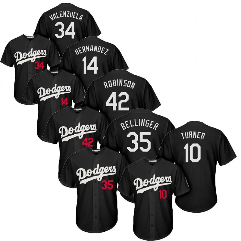 high quality Los Angeles Dodger baseball uniform 34 valenzuela 14 hernanoez 42 robinson 35 bellinger jersey custom embroidery