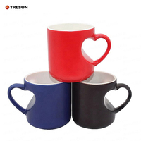 Gobelet Magique en Céramique Personnalisable Écologique 11 oz, à Changement de Couleur, Sublimation, Poignée Cœur, pour Transfert Thermique, Cadeaux Promotionnels