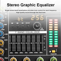 PA6 Professioneller Metall-Audiomixer 6-Kanal DJ-Soundcontroller mit Bluetooth USB für PC-Aufnahme XLR-Mikrofonanschluss