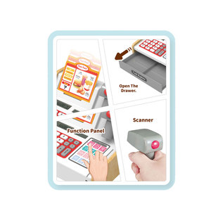 Juguete de Madera Eléctrico con Caja Registradora Roja para Niños, Juego de Imitación de Supermercado - Product Image 2