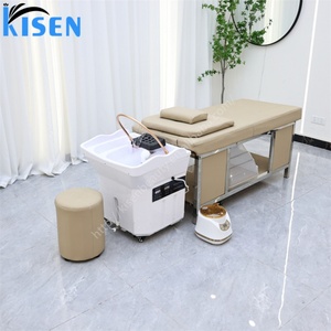 Kisen Luxury Shampoo Basin Massage Bed Salon Head Spa <b>Table</b> Mobile Sink Pipeless Hair Wash Bac Facial Beauty Chair - Product Image 2