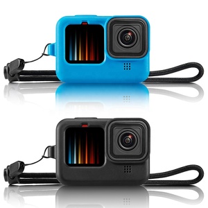 Housse de protection en silicone pour <span class=keywords><strong>GoPro</strong></span> <span class=keywords><strong>Hero</strong></span> 10 9, boîtier à manches noires, cadre avec lanière, accessoire pour Go pro 10 9 - Product Image 4