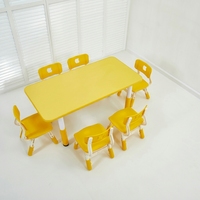 Table et chaises rectangulaires modernes en plastique réglables en hauteur pour enfants, avec caractéristiques de sécurité, pour l'école et l'extérieur