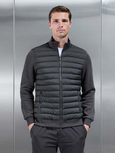 Giacca Ibrida da <span class=keywords><strong>Uomo</strong></span> Personalizzata TN Factory con Cappuccio e Zip, Vestibilità Slim, Imbottita in Piuma sul Davanti per Primavera e Autunno - Product Image 2