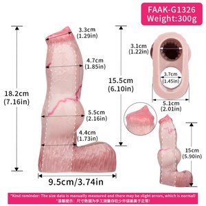 FAAK Funda de silicona para pene con anillo, diseño de nudo canino de fantasía, hueca, tamaño S M L, funda para dildo, alargador de pene, juguetes sexuales para hombres, para masturbación - Product Image 2