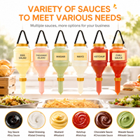 Distributeur de sauce suspendu de grande capacité 3L en acier inoxydable 304 de qualité alimentaire avec pompe à sauce inversée en PE pour la restauration et l'hôtellerie (vente en gros)
