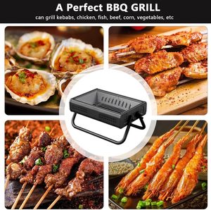 Parrilla de Carbón Plegable de Hierro Fundido |   Parrilla Portátil para Exteriores con Encendido Automático y Superficie Antiadherente para Camping, Preparación de Té y Carne - Product Image 4
