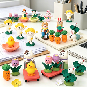 Figurine en résine d'animaux mignons Kawaii, ornement de bureau, décoration esthétique pour la maison, décoration d'étagère de bureau, <span class=keywords><strong>cadeau</strong></span> d'anniversaire ou de vacances - Product Image 1