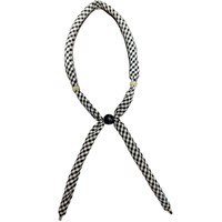 Collier en tissu à carreaux en soie pour femme, avec perles en forme de cœur, style vintage, motif pied-de-poule, chaîne en bambou, luxe léger et de niche
