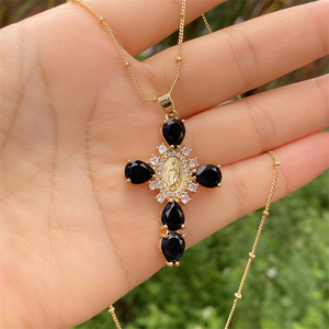 Collar con Cruz <span class=keywords><strong>de</strong></span> diamante para hombre y mujer, Circonia cúbica, <span class=keywords><strong>virgen</strong></span> <span class=keywords><strong>de</strong></span> <span class=keywords><strong>Guadalupe</strong></span> - Product Image 4