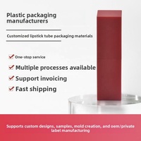 Tubes de brillant à lèvres carrés en plastique rouge à marque privée, tubes de brillant à lèvres vides, tubes de rouge à lèvres carrés