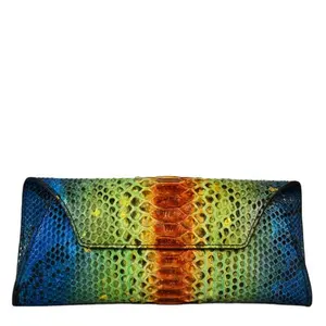 Custom Envelope leather clutch bag for women exotic skin handbags green snake lady bags designer brand purse custom made logo