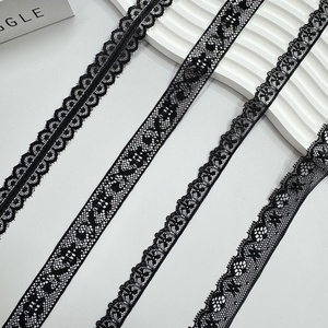Erkoumi <span class=keywords><strong>2025</strong></span> kain renda brokat <span class=keywords><strong>Jacquard</strong></span> Afrika campuran katun nilon 5 yard bahan pakaian grosir renda hitam Prancis - Product Image 2