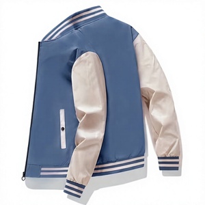 PROFIT SPORTS Custom Unisex Wool/Leather Letter Jacket Reversible Quick Dry Windproof Breathable V-Neck <b>Covered</b> <b>Button</b> Closure - Product Image 1