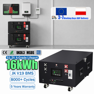 EU Stock 8000+ Cycles Smart JK V19 BMS 48V 51.2V 16kWh LiFePO4 <b>Battery</b> Modular Stackable Type Home Solar Power Energy Storage - Product Image 1
