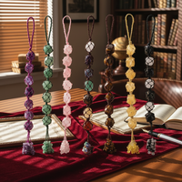 Pendentif de voiture en améthyste naturelle et quartz rose, pierres semi-précieuses polies, artisanat en cristal Chakra DIY pour décoration et cadeau