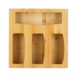 Bamboo Ziplock Bag Storage Organizer for Drawer  Laser Printing Food Sandwich Storage Bag Organizer Holder  Plastic Bag