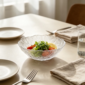 Ciotola in <span class=keywords><strong>Vetro</strong></span> Trasparente Testurizzato <span class=keywords><strong>IVV</strong></span> Design da 18cm/7 Pollici con Bordo Ondulato per Frutta, Snack e Decorazione Casa - Product Image 3