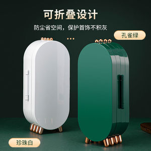 Boîte à bijoux pliable avec miroir, 158 crochets pour boucles d'oreilles, 21 emplacements pour colliers, organisateur de bureau portable pour usage domestique - Product Image 5