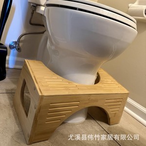 <b>Bamboo</b> Toilet <b>Stool</b> Minimalist Design Anti Slip For Bathroom Use - Product Image 3