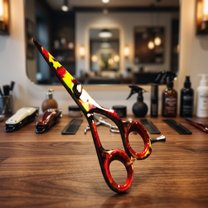 Professional <b>Left</b>-<b>Handed</b> 35 Tooth Thinning Shear Japanese Stainless Steel Salon Hairdresser <b>Scissors</b> Long Handle Plastic Handle - Product Image 3