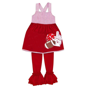 GSPO2319 Conjunto de Ropa para Niña, Diseño de Béisbol con Rayas Azules, Otoño, Venta al Por Mayor, Sin Mangas - Product Image 4