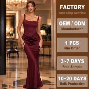 Vestido de Noche de Lujo con Corsé, Vestido Largo Drapeado y Fruncido, Elegante Vestido de Satén Ajustado para Fiesta de Graduación, Vestidos de Gala Formales para Mujer - Product Image 1