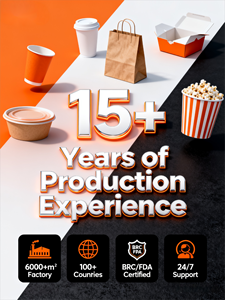 Cấp thực phẩm tùy chỉnh in giấy kraft vuông lấy đi hộp mì Kebab Hộp 24/26/32oz với xử lý mẫu miễn phí dùng một lần - Product Image 4