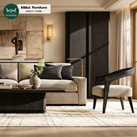 Ensemble de canapés modulaires de luxe pour salon, canapé sectionnel rembourré avec structure en bois massif et coussins en éponge pour villa et maison