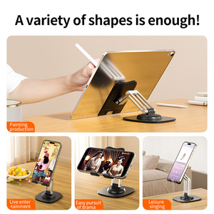 Support de téléphone réglable en ABS pour bureau avec base noire et bras argenté - Product Image 2