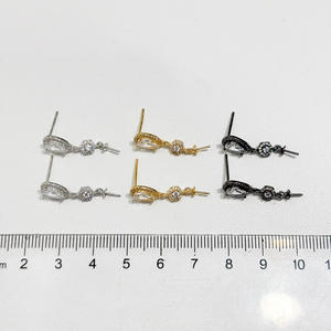 Accessoires en argent S925 pour la création de bijoux, boucles d'oreilles en argent tendance avec perles rondes de 8 à 13 mm et plateau vide 22153 - Product Image 4