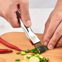 Keukengadgets Roestvrijstalen Groene Uiensnijder Snelle Lente-Ui Hakselaar Ui Knoflookmes Groente Shredders Snijmachine Snijder