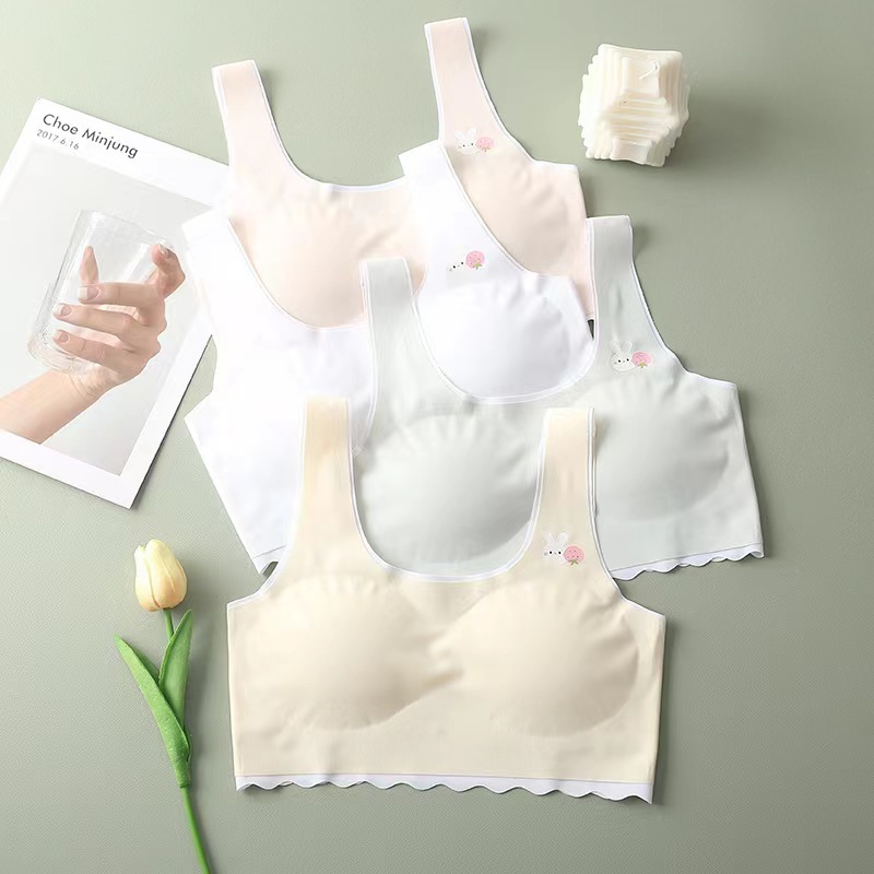 Seamless Development Period Breathable Wire-Free Bra for Primary School Students Anti-Exposure Vest Small Large Girls Underwear