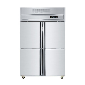 Réfrigérateur-congélateur vertical commercial à 4 portes en acier inoxydable, grande capacité, volume de 1000 L pour un espace de rangement généreux. Dégivrage automatique - Product Image 3