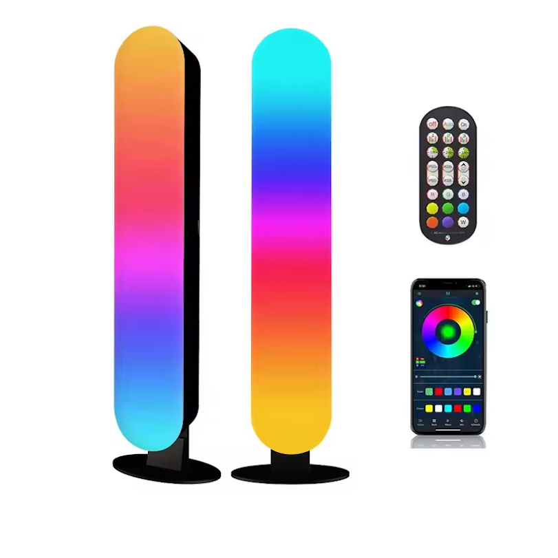 2pcs Modern Music Sync Ambient Light Smart RGB Game LED Light Flow Light Bar with BT App & Remote Control White Shade